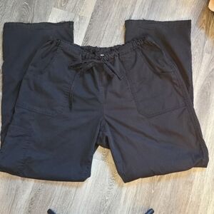 Unisex Black Chef Uniforms Drawstring Pants Used Size L/XL 5 Pockets Frayed Legs